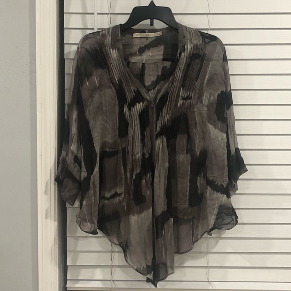 Gibson Blouse Gray And Black With Transparency - Picture 2 of 6